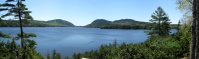 Perfect Day panorama overlooking Long Pond and Acadia' Western Mountains